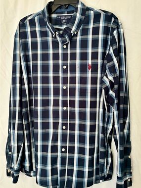 U.S. Polo Assn. Navy & Light Blue Plaid Button-Down Shirt
